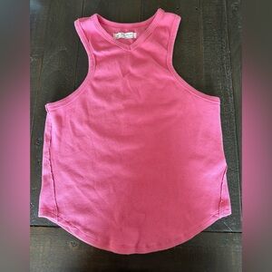 We The Free Pink Ribbed V-Neck Tank Women’s XL